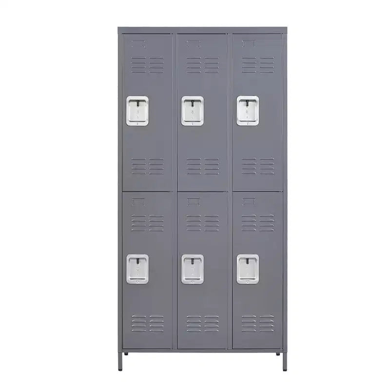 6 Door 72H Metal Gray Lockers With Lock, Garment Racks for Employees, Storage Locker Cabinet
