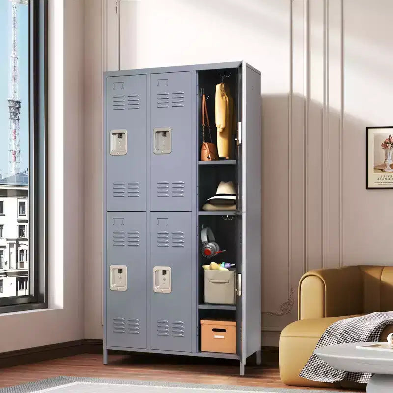 6 Door 72H Metal Gray Lockers With Lock, Garment Racks for Employees, Storage Locker Cabinet
