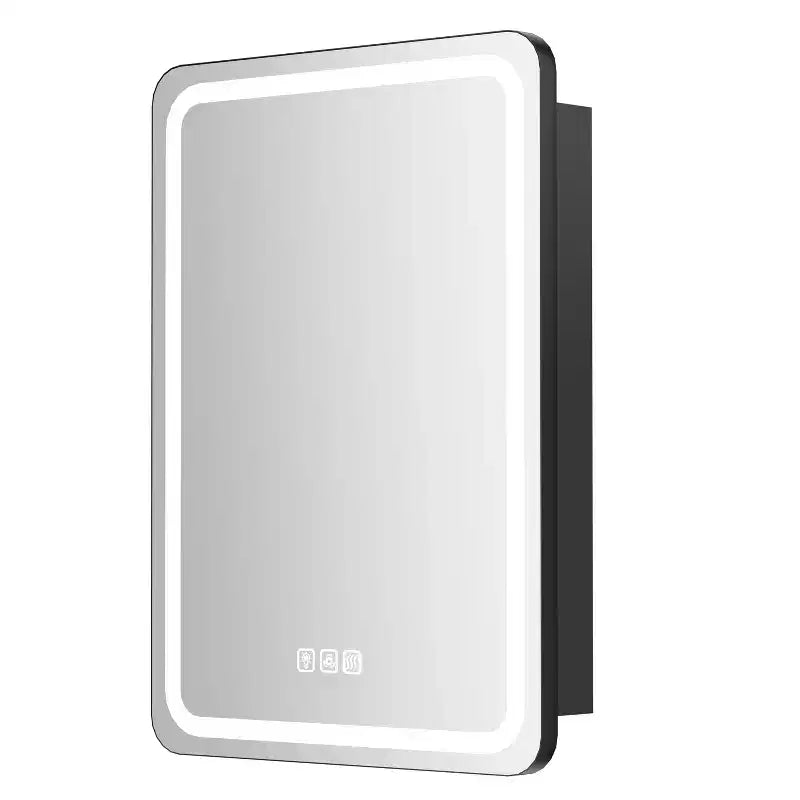 20 in. W x 28 in. H Rectangular Iron Medicine Cabinet with Mirror, Dimmable Light, Anti-Fog and Outlets - Fully Assembled