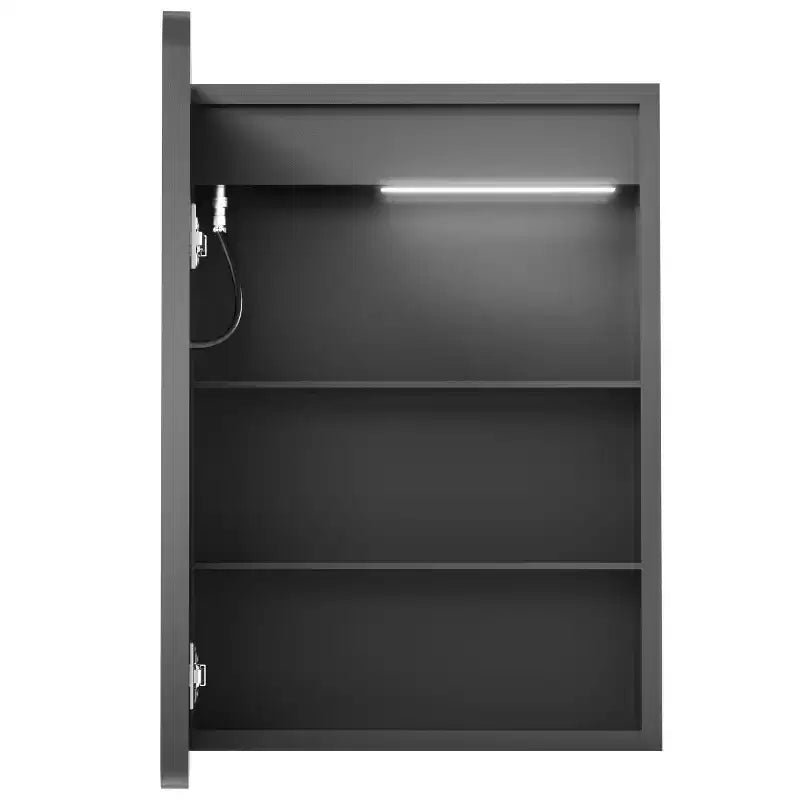 20 in. W x 28 in. H Rectangular Iron Medicine Cabinet with Mirror, Dimmable Light, Anti-Fog and Outlets - Fully Assembled