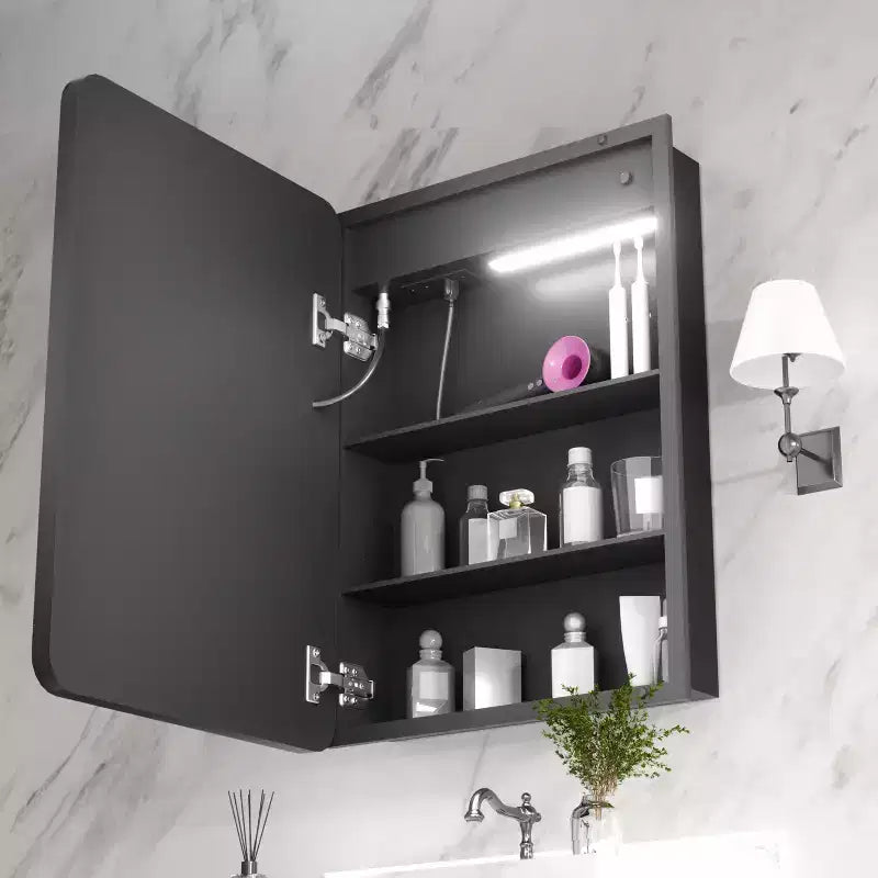 20 in. W x 28 in. H Rectangular Iron Medicine Cabinet with Mirror, Dimmable Light, Anti-Fog and Outlets - Fully Assembled
