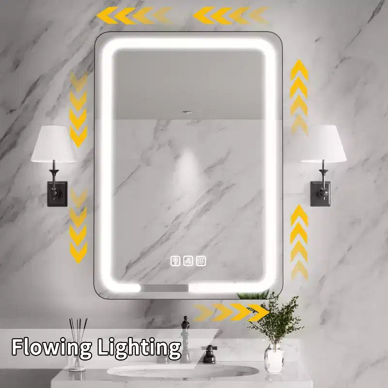 20 in. W x 28 in. H Rectangular Iron Medicine Cabinet with Mirror, Dimmable Light, Anti-Fog and Outlets - Fully Assembled