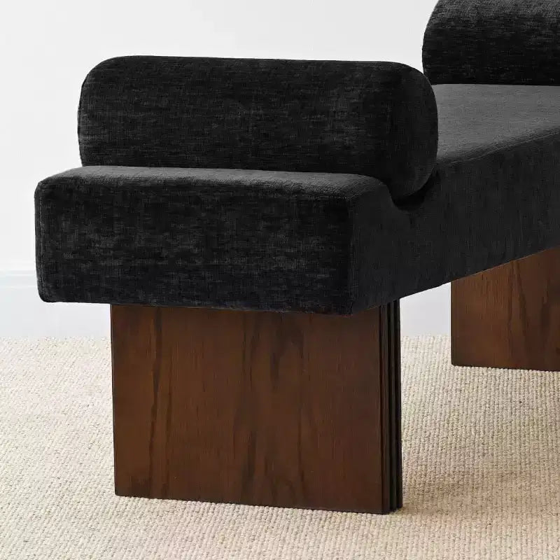 60 Modern Chenille Upholstered Bench with Throw Pillows, Entryway Bench with Padded Seat,End of Bed Bench for Bedroom or Living Room