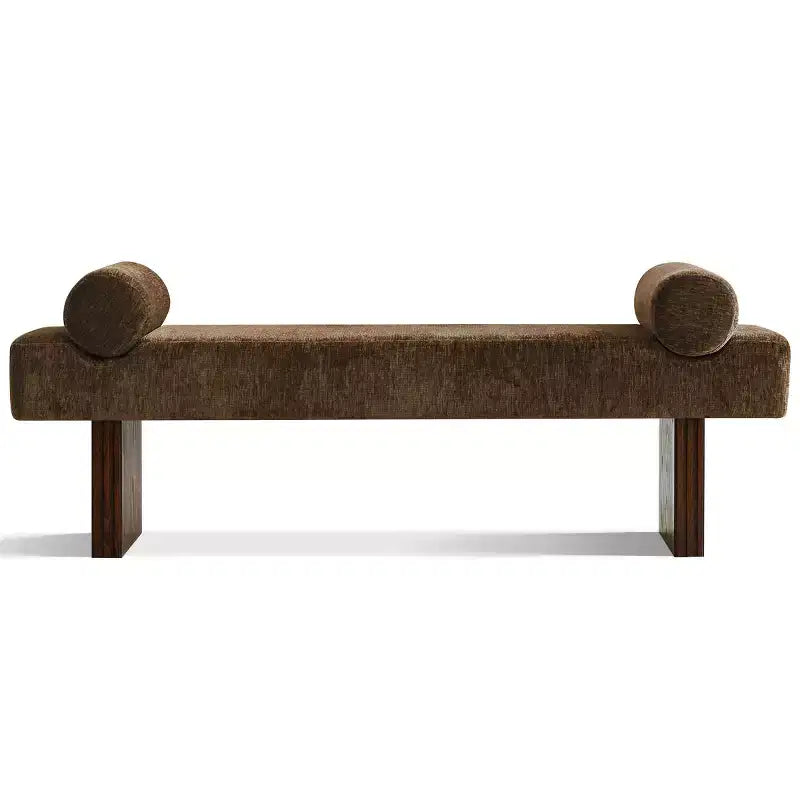 60 Modern Chenille Upholstered Bench with Throw Pillows, Entryway Bench with Padded Seat,End of Bed Bench for Bedroom or Living Room