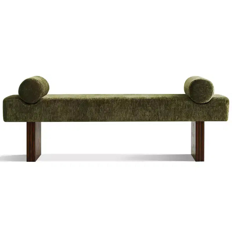 60 Modern Chenille Upholstered Bench with Throw Pillows, Entryway Bench with Padded Seat,End of Bed Bench for Bedroom or Living Room