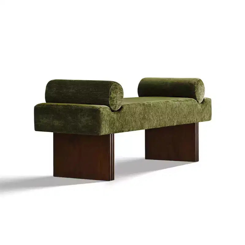 60 Modern Chenille Upholstered Bench with Throw Pillows, Entryway Bench with Padded Seat,End of Bed Bench for Bedroom or Living Room
