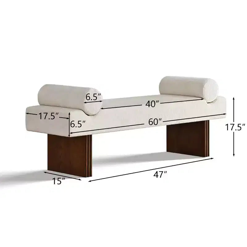 60 Modern Chenille Upholstered Bench with Throw Pillows, Entryway Bench with Padded Seat,End of Bed Bench for Bedroom or Living Room