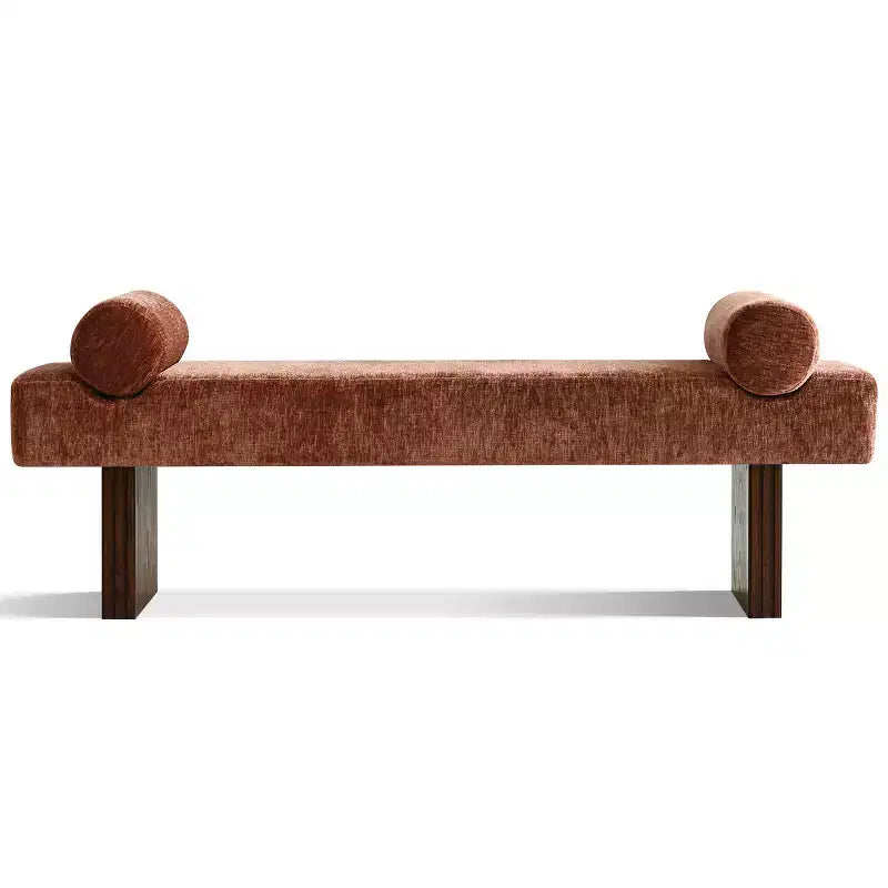 60 Modern Chenille Upholstered Bench with Throw Pillows, Entryway Bench with Padded Seat,End of Bed Bench for Bedroom or Living Room