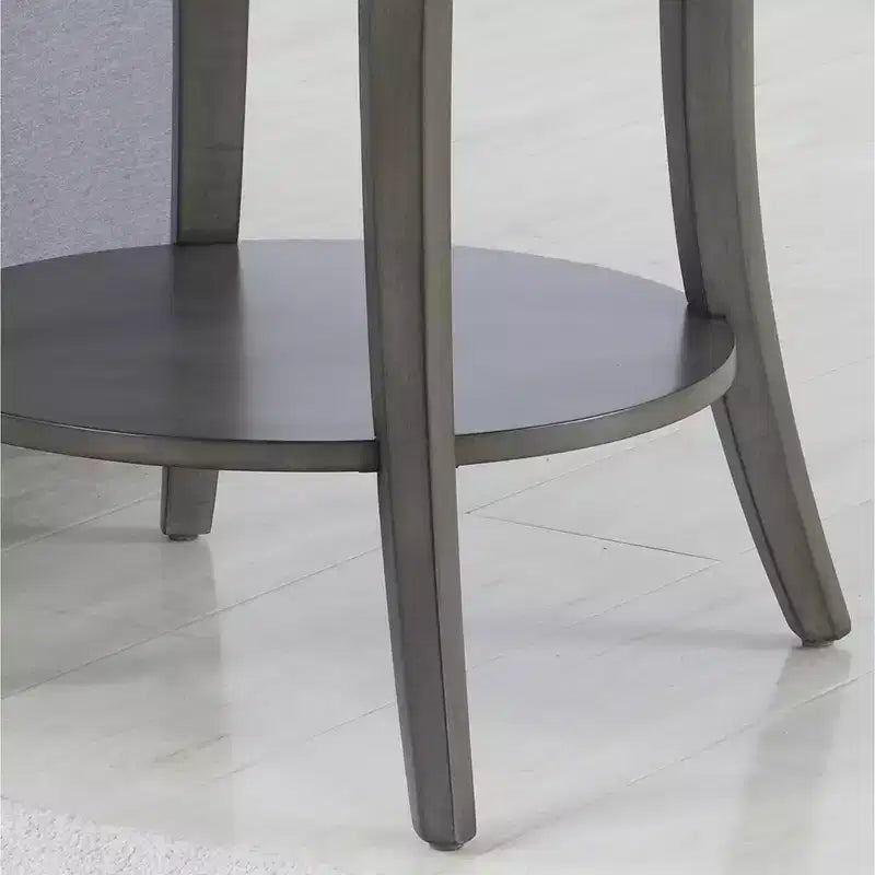 GDFStudio Tyn Modern Round Wooden 2-Tier End Table with Underneath Shelf and Curved Legs