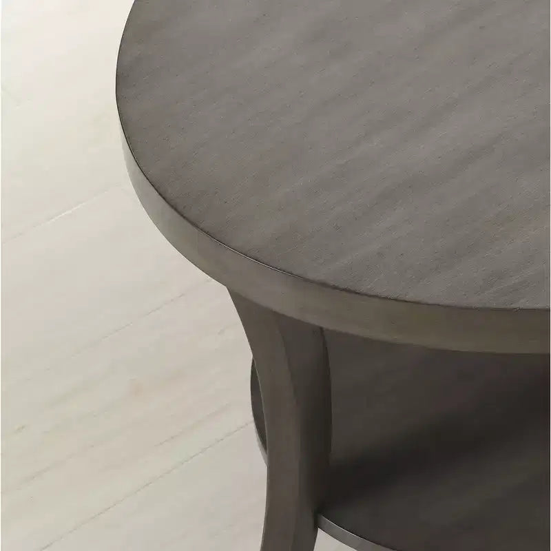 GDFStudio Tyn Modern Round Wooden 2-Tier End Table with Underneath Shelf and Curved Legs