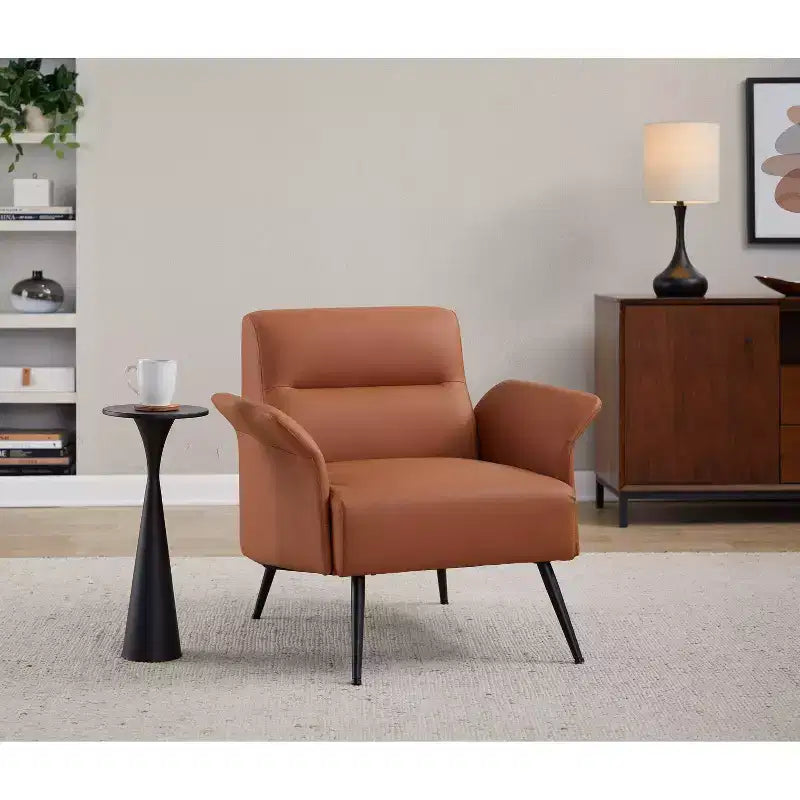 Accent Chair Black Metal/Camel