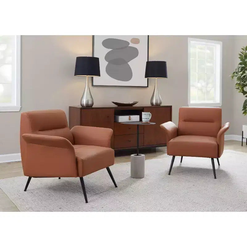 Accent Chair Black Metal/Camel