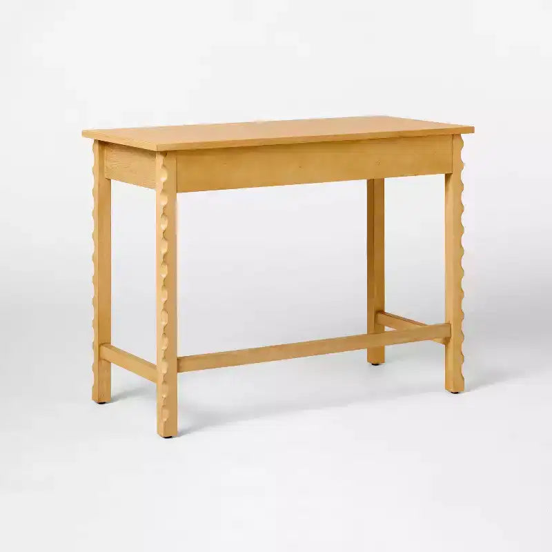 Wood Desk with Drawers Natural Wood