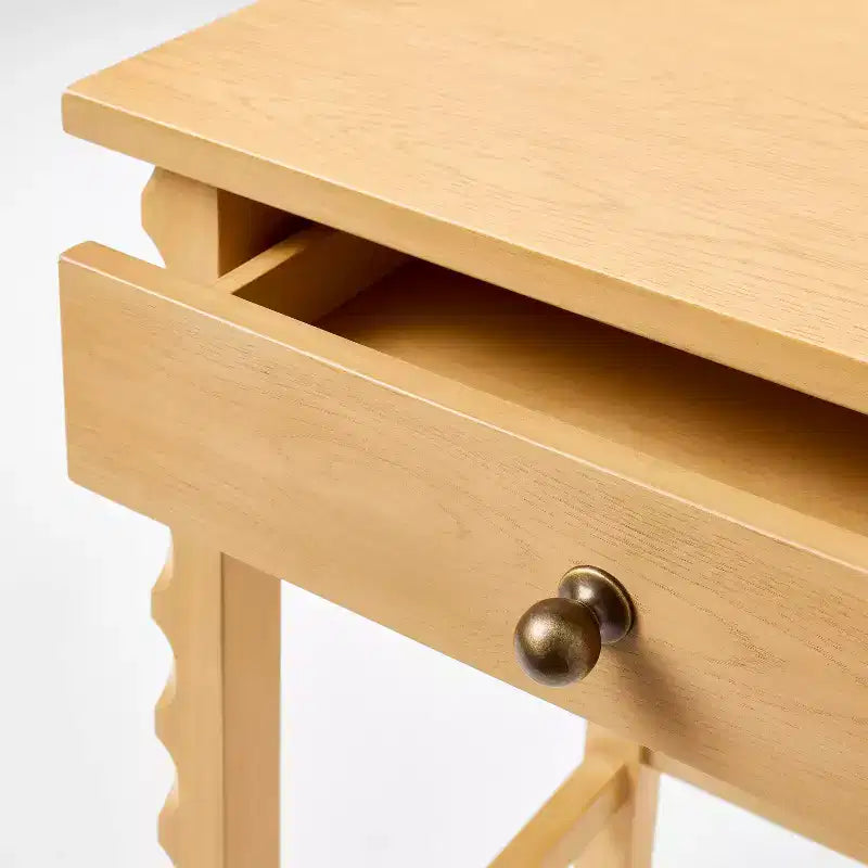 Wood Desk with Drawers Natural Wood