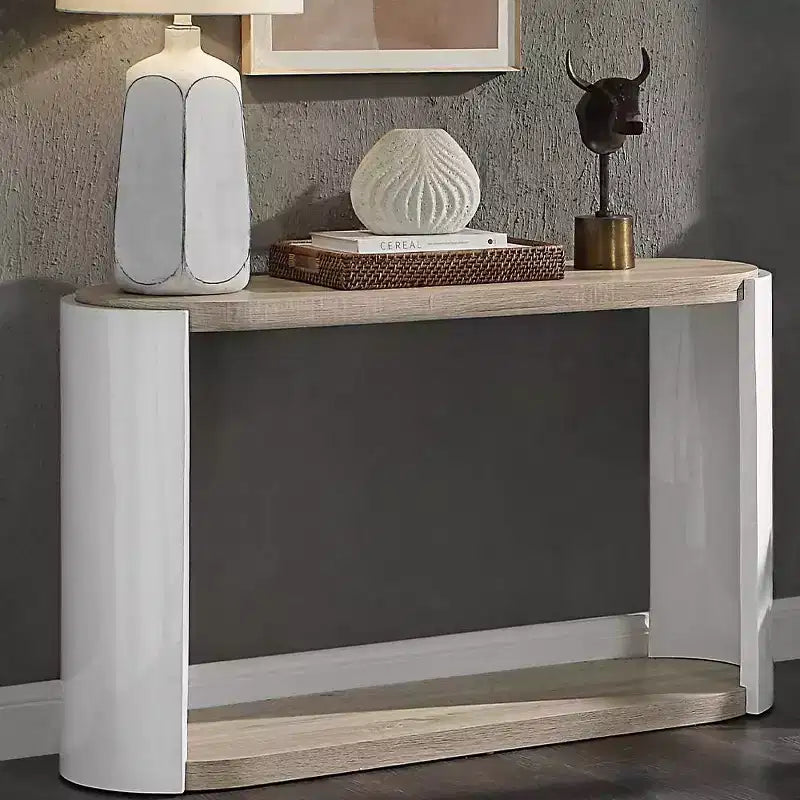 Console Table White/Oak Finish
