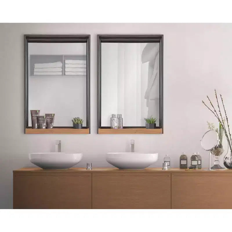 Functional Wall Mirror Rustic Brown