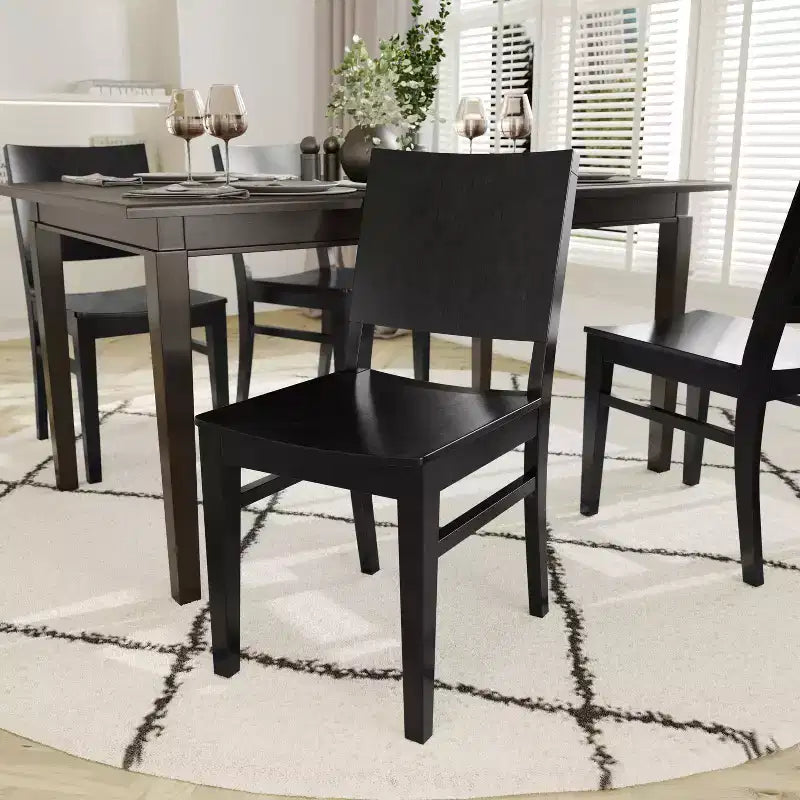 Dining Chair with Curved Backrest and Solid Wood Construction
