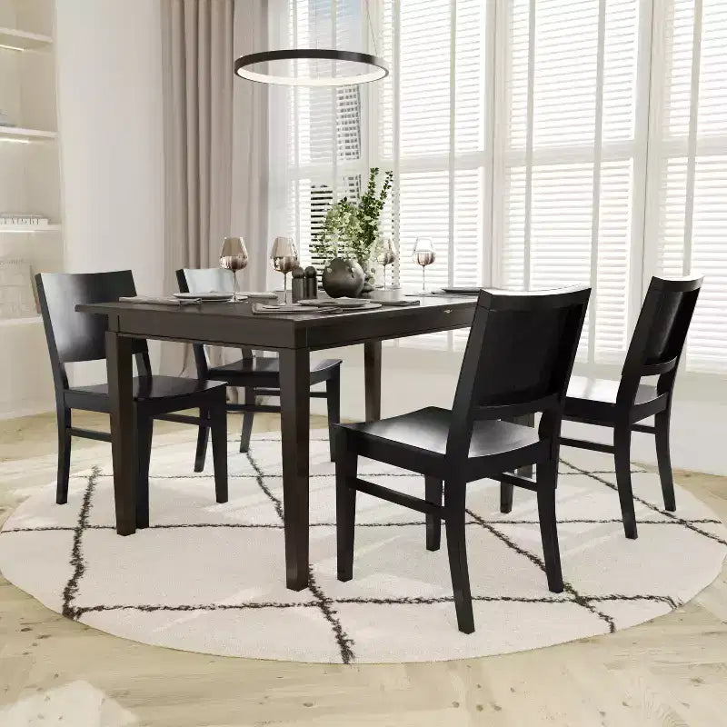 Dining Chair with Curved Backrest and Solid Wood Construction