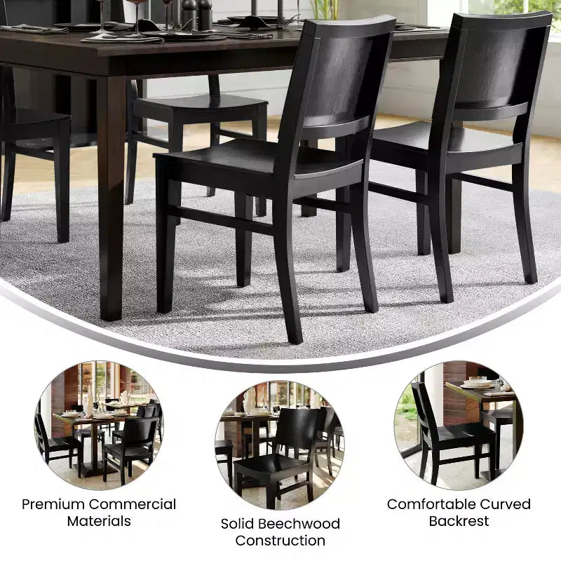 Dining Chair with Curved Backrest and Solid Wood Construction