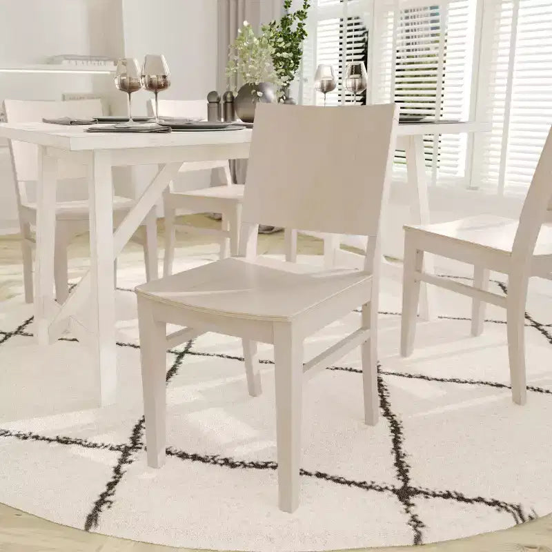 Dining Chair with Curved Backrest and Solid Wood Construction