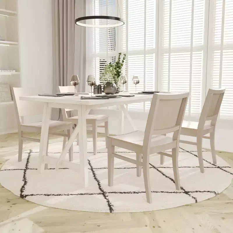 Dining Chair with Curved Backrest and Solid Wood Construction