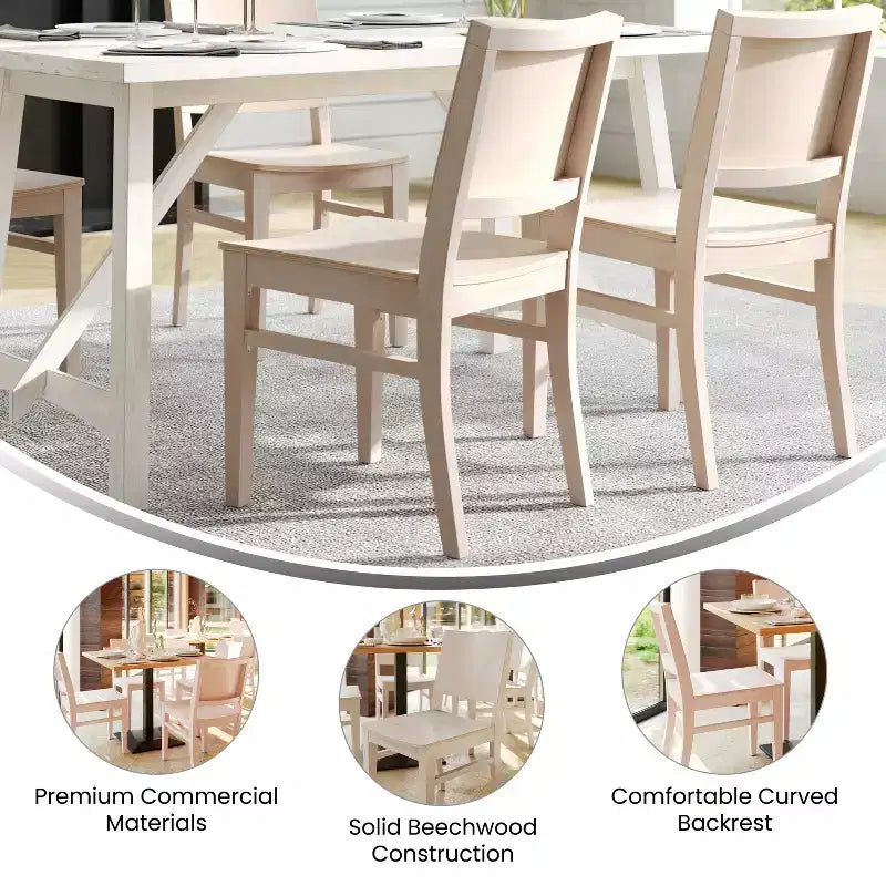 Dining Chair with Curved Backrest and Solid Wood Construction