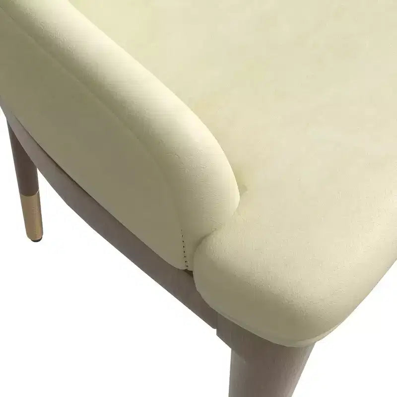 LeisureMod Modern Dining Chair Upholstered in Leather with Brown Rubberwood Legs Accent Kitchen Room Side Chairs
