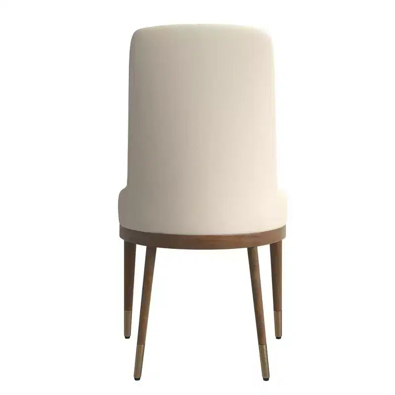 LeisureMod Modern Dining Chair Upholstered in Leather with Brown Rubberwood Legs Accent Kitchen Room Side Chairs