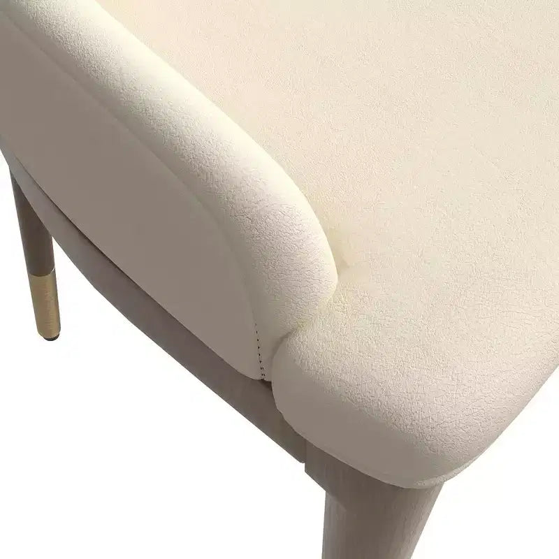 LeisureMod Modern Dining Chair Upholstered in Leather with Brown Rubberwood Legs Accent Kitchen Room Side Chairs