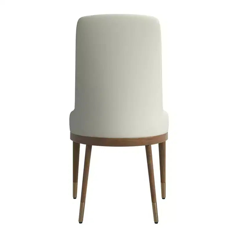 LeisureMod Modern Dining Chair Upholstered in Leather with Brown Rubberwood Legs Accent Kitchen Room Side Chairs