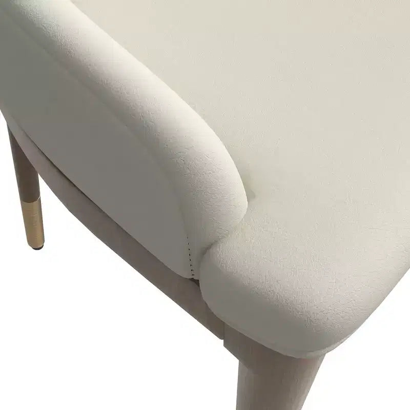 LeisureMod Modern Dining Chair Upholstered in Leather with Brown Rubberwood Legs Accent Kitchen Room Side Chairs