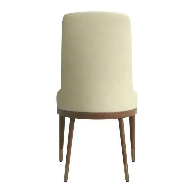 LeisureMod Modern Dining Chair Upholstered in Leather with Brown Rubberwood Legs Accent Kitchen Room Side Chairs