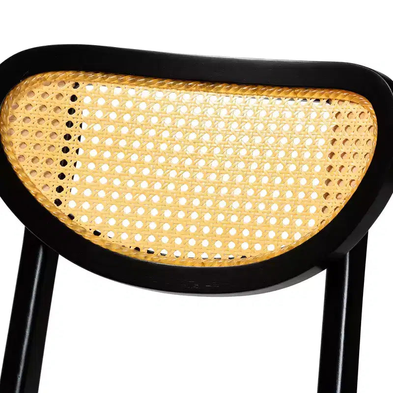 Mid-Century Modern Wood and Rattan 5-Piece Pub Set