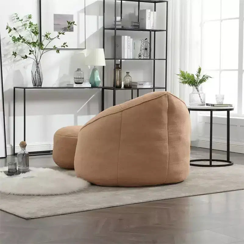 Bean Bag Chair with Ottoman, Comfy Bean Bag Sofa Chair, Modern Accent Bean Bag Chairs with Footstool for Living Room Bedroom Apartment Dorm