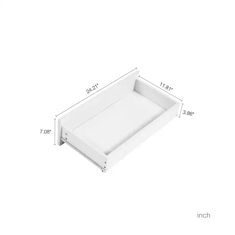 4 Drawer Dresser, Chest of Drawers without Handle, White Dresser for Bedroom, Waterproof Wooden Cabinet with Sturdy Frame for Living Room, Entryway