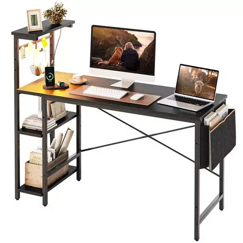 Bestier 52 Inch LED Gaming Desk with 4 Tiers Shelves & Storage Bag