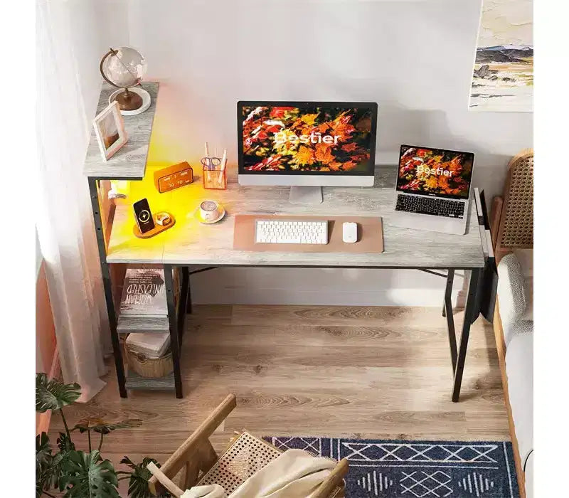 Bestier 52 Inch Gaming Desk with 4 Tiers Shelves & Storage Bag