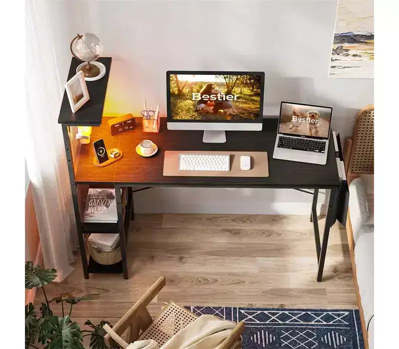 Bestier 52 Inch Gaming Desk with 4 Tiers Shelves & Storage Bag