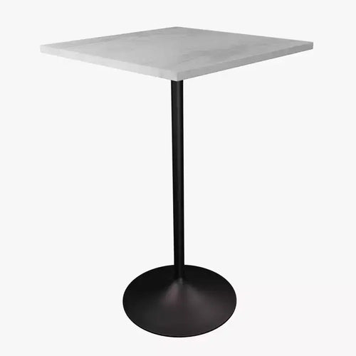 LeisureMod Verve 27 Sqaure Bar Height Dining Table - Modern Resin Top with Black Steel Pedestal Base Counter Height Table for Kitchen, Home, and Pub
