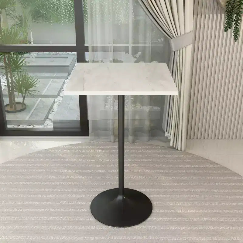 LeisureMod Verve 27 Sqaure Bar Height Dining Table - Modern Resin Top with Black Steel Pedestal Base Counter Height Table for Kitchen, Home, and Pub