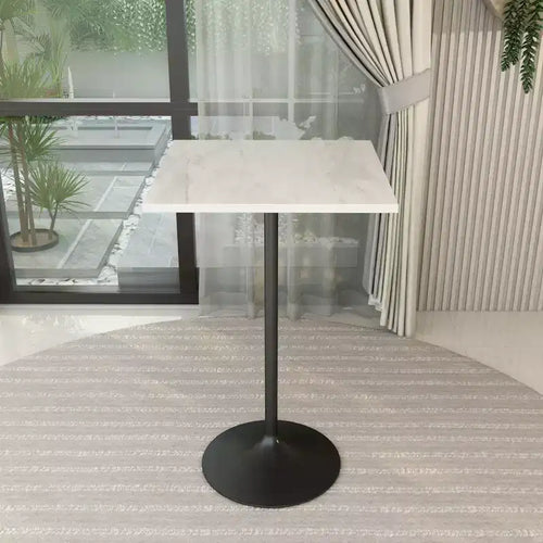 Table de salle à manger haute de 27" - Plateau en résine moderne avec pied piédestal en acier noir Table à hauteur de comptoir pour cuisine, maison et bar