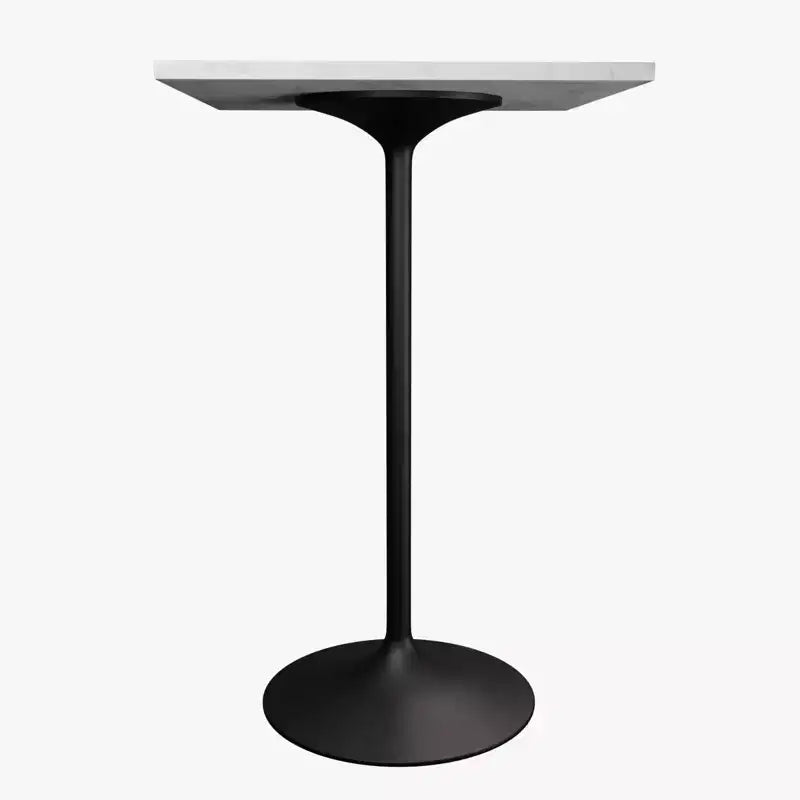 LeisureMod Verve 27 Sqaure Bar Height Dining Table - Modern Resin Top with Black Steel Pedestal Base Counter Height Table for Kitchen, Home, and Pub