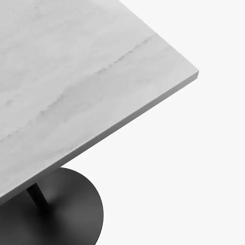 LeisureMod Verve 27 Sqaure Bar Height Dining Table - Modern Resin Top with Black Steel Pedestal Base Counter Height Table for Kitchen, Home, and Pub