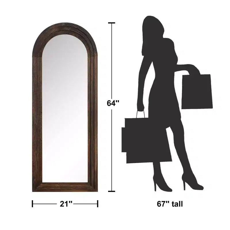 Dovelina Arched Wooden Step Decorative Wall Mirror Hanging Mirror