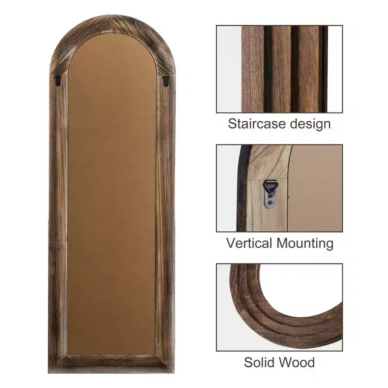 Dovelina Arched Wooden Step Decorative Wall Mirror Hanging Mirror