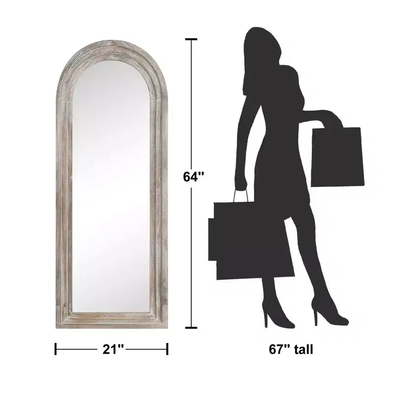 Dovelina Arched Wooden Step Decorative Wall Mirror Hanging Mirror