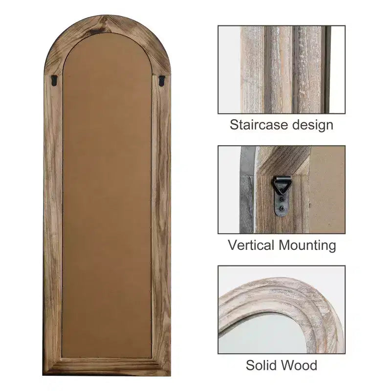 Dovelina Arched Wooden Step Decorative Wall Mirror Hanging Mirror