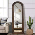 Dovelina Arched Wooden Step Decorative Wall Mirror Hanging Mirror